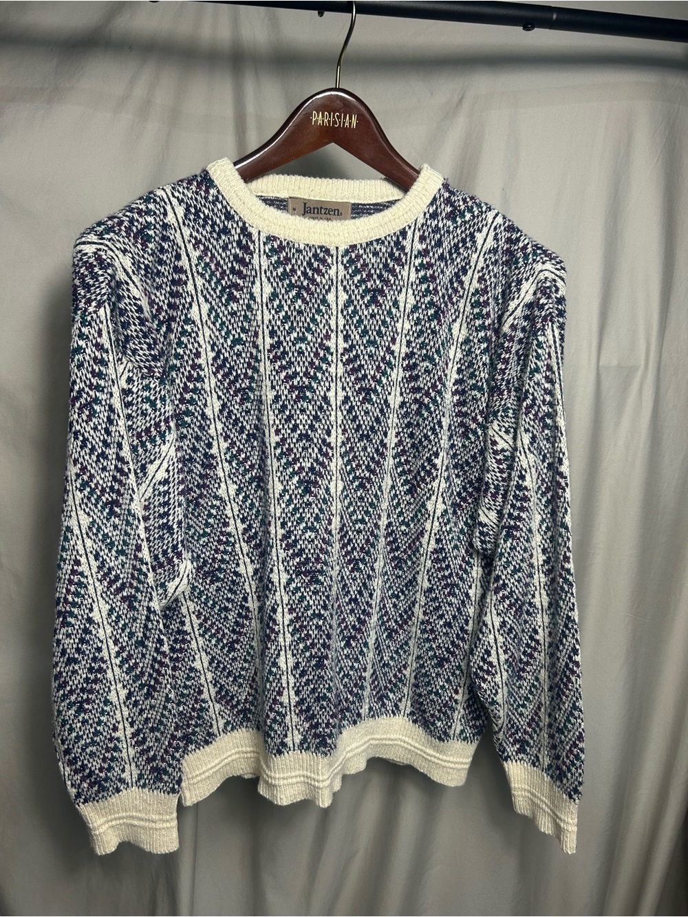 Vintage Jantzen Sweater Men Medium Knit Grandpa Cosby Biggie 90s Made In USA